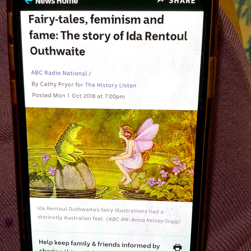 Pink Fairy & frog painting necklace Ida Rentoul Outhwaite Australia child’s book